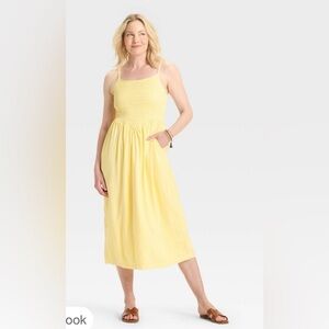 a new day Light Yellow Midi Dress